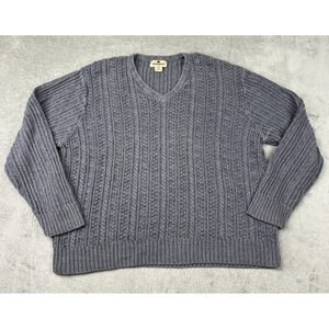 Woolrich Sweater Men's XL V-Neck‎ Cable Knit Pullover Gray Preppy Grandpa